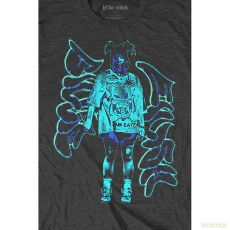 Billie Eilish: Unisex T-Shirt: Neon Graffiti Logo (Charcoal Grey) (X-Large)