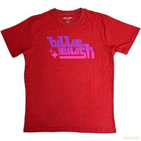Billie Eilish: Unisex T-Shirt: Purple Logo (Red) (Small)
