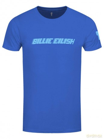 Billie Eilish: Unisex Tee: Blue Racer Logo (Sleeve Print) (Large)