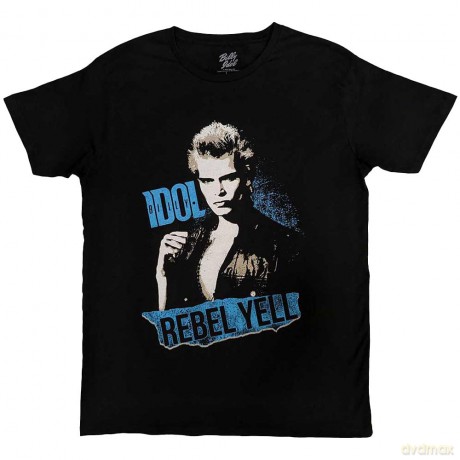 Billy Idol: Unisex T-Shirt: Rebel Yell Blue (Black) (Medium)