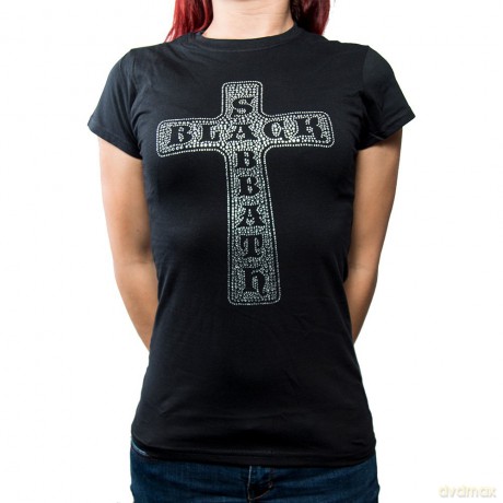 Black Sabbath: Ladies Fashion Tee: Cross with Rhinestone Application (XX-Large)