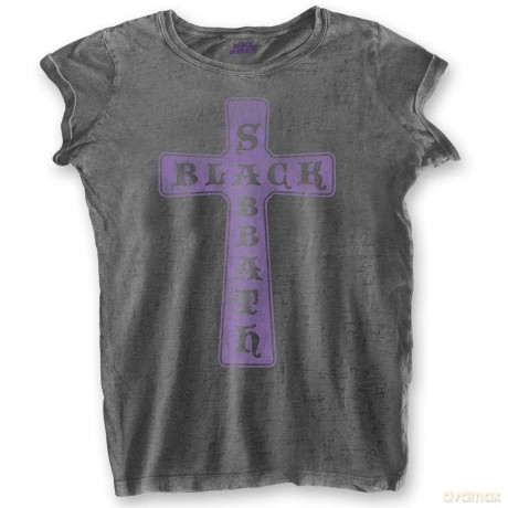 Black Sabbath: Ladies Fashion Tee: Vintage Cross (Burn Out) (X-Large)