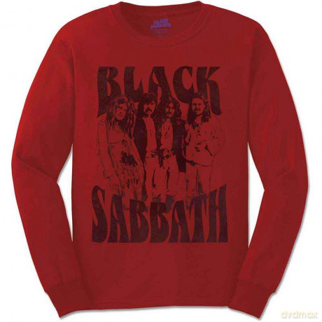 Black Sabbath: Unisex Long Sleeve T-Shirt: Band and Logo (Red) (Medium)
