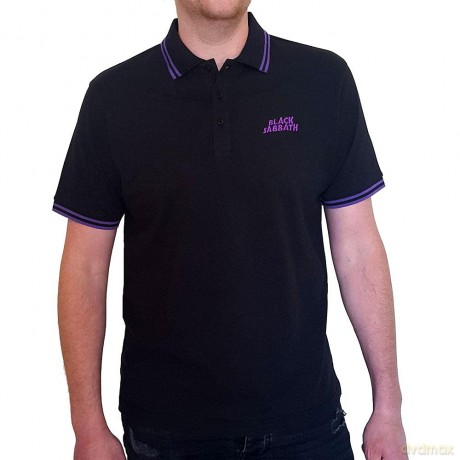 Black Sabbath: Unisex Polo Shirt: Wavy Logo (Black) (Medium)