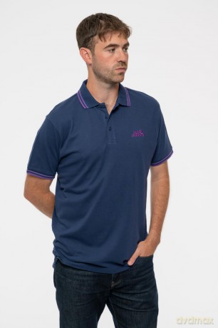 Black Sabbath: Unisex Polo Shirt: Wavy Logo (Navy Blue) (Large)