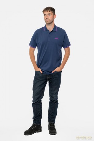 Black Sabbath: Unisex Polo Shirt: Wavy Logo (Navy Blue) (Medium)