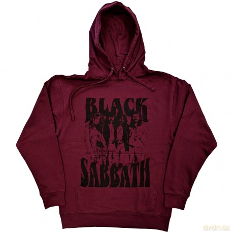 Black Sabbath: Unisex Pullover Hoodie: Band and Logo (Maroon Red) (X-Large)
