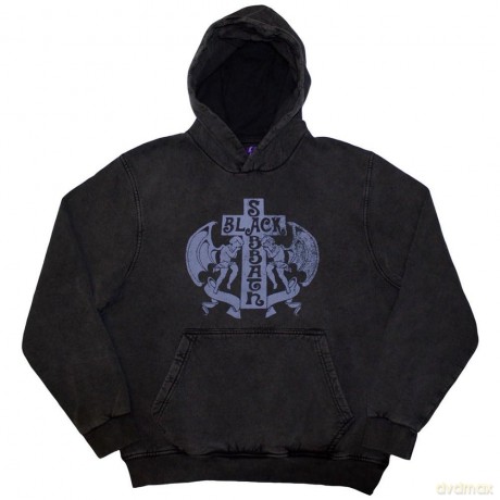 Black Sabbath: Unisex Stone Wash Pullover Hoodie: Angels (Charcoal Grey) (Medium)