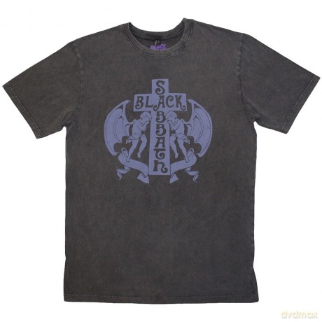 Black Sabbath: Unisex Stone Wash T-Shirt: Angels (Charcoal Grey) (X-Large)