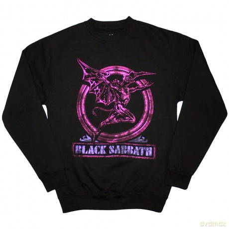 Black Sabbath: Unisex Sweatshirt: Neon Pink Henry (Black) (Oversized) (Small)