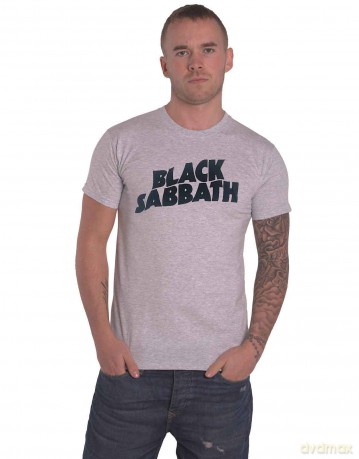 Black Sabbath: Unisex T-Shirt: Black Wavy Logo (Grey) (Small)