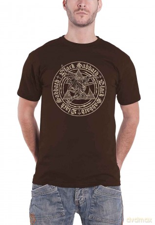 Black Sabbath: Unisex T-Shirt: Henry Pyramid Emblem (Chocolate Brown) (Large)