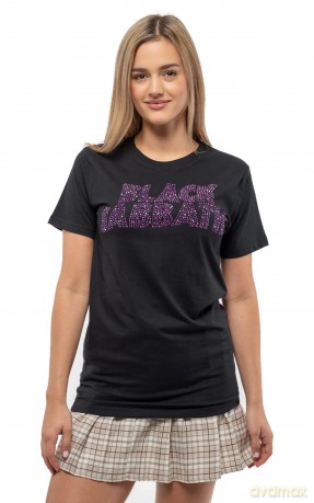 Black Sabbath: Unisex T-Shirt: Wavy Logo (Black) (Embellished) (Small)