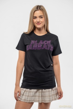 Black Sabbath: Unisex T-Shirt: Wavy Logo (Black) (Embellished) (Small)