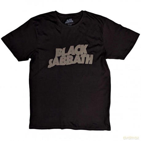 Black Sabbath: Unisex T-Shirt: Wavy Logo (Black) (Hi-Build) (Large)