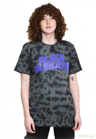 Black Sabbath: Unisex T-Shirt: Wavy Logo (Black) (Wash Collection) (Large)
