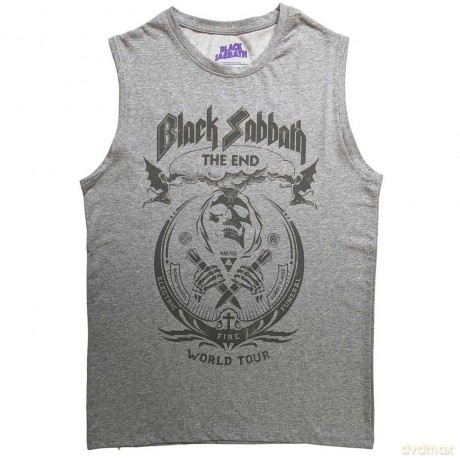 Black Sabbath: Unisex Tank T-Shirt: The End Mushroom Cloud (Grey) (Small)