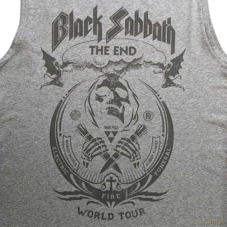 Black Sabbath: Unisex Tank T-Shirt: The End Mushroom Cloud (Grey) (Small)
