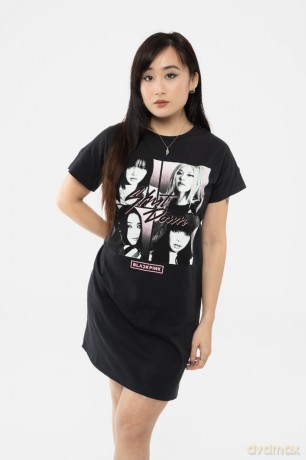 Blackpink: BlackPink Ladies Nightdress: Shut Down Photo Grid (Black) (X-Small)