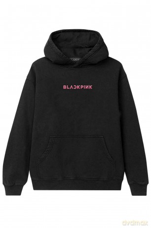 Blackpink: BlackPink Unisex Pullover Hoodie: Pink Venom Group Photo (Black) (Back Print) (Large)