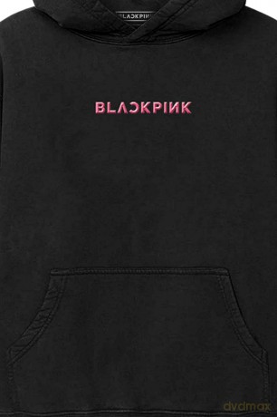 Blackpink: BlackPink Unisex Pullover Hoodie: Pink Venom Group Photo (Black) (Back Print) (Large)