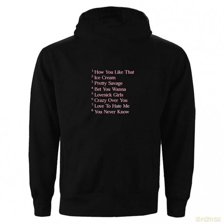 Blackpink: BlackPink Unisex Pullover Hoodie: The Album Tracklist (Black) (Back Print) (X-Large)
