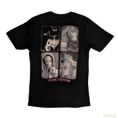 Blackpink: BlackPink Unisex T-Shirt: Pink Venom Group Photo (Black) (Back Print) (Medium)