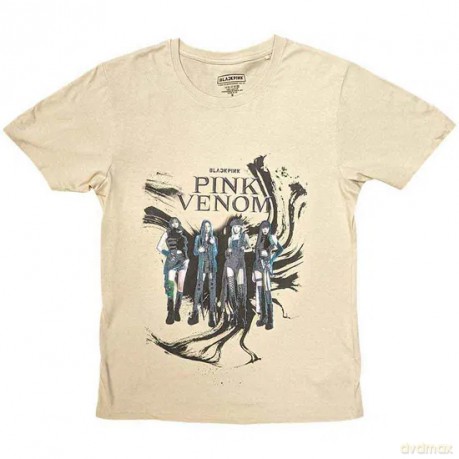 Blackpink: BlackPink Unisex T-Shirt: Pink Venom Oil Stroke (Sand) (Medium)
