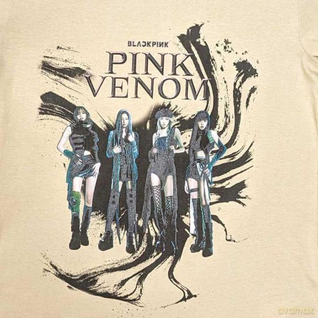 Blackpink: BlackPink Unisex T-Shirt: Pink Venom Oil Stroke (Sand) (X-Large)