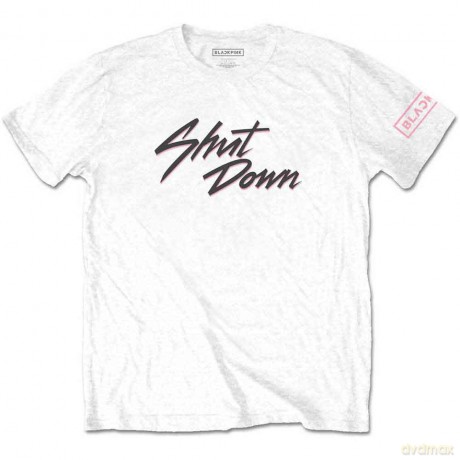 Blackpink: BlackPink Unisex T-Shirt: Shut Down (White) (Sleeve Print) (Medium)