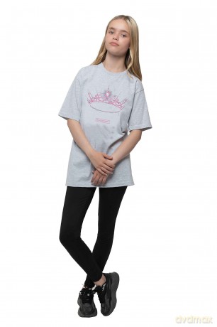 Blackpink: BlackPink Unisex T-Shirt: The Album - Crown (Grey) (Back Print) (Large)