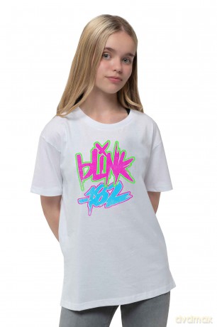 Blink-182: Kids T-Shirt: Neon Logo (White) (7-8 Years)