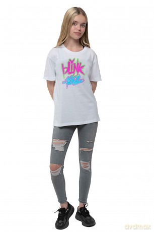 Blink-182: Kids T-Shirt: Neon Logo (White) (7-8 Years)
