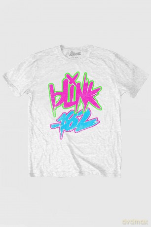 Blink-182: Kids T-Shirt: Neon Logo (White) (9-10 Years)