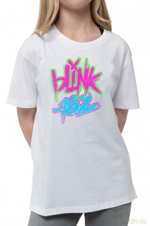 Blink-182: Kids T-Shirt: Neon Logo (White) (9-10 Years)