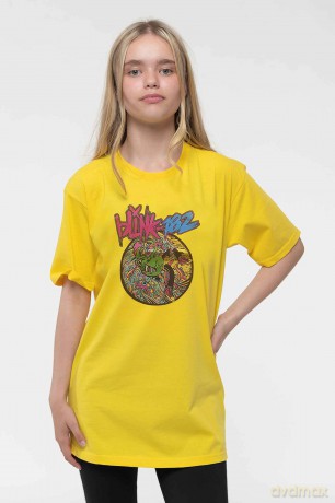 Blink-182: Kids T-Shirt: Overboard Event (Yellow) (11-12 Years)