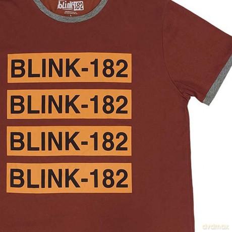 Blink-182: Unisex Ringer T-Shirt: Logo Repeat (Red) (Medium)