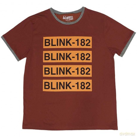 Blink-182: Unisex Ringer T-Shirt: Logo Repeat (Red) (X-Large)