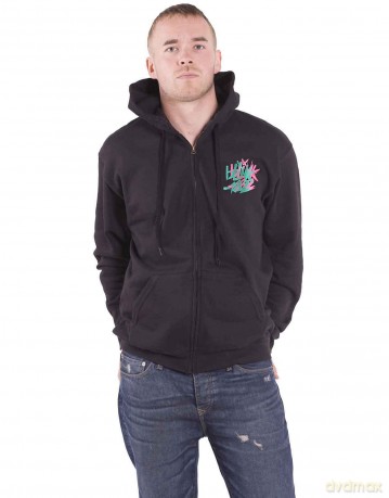 Blink-182: Unisex Zipped Hoodie: Double Six Arrow Smile (Black) (Back Print) (Large)