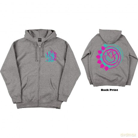 Blink-182: Unisex Zipped Hoodie: Double Six Arrow Smile (Grey) (Back Print) (XXX-Large)