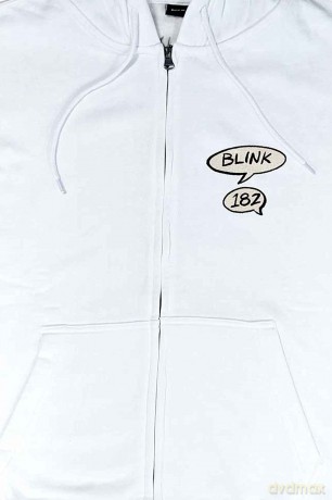 Blink-182: Unisex Zipped Hoodie: Roger Rabbit (White) (Back Print) (Medium)