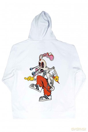 Blink-182: Unisex Zipped Hoodie: Roger Rabbit (White) (Back Print) (X-Large)