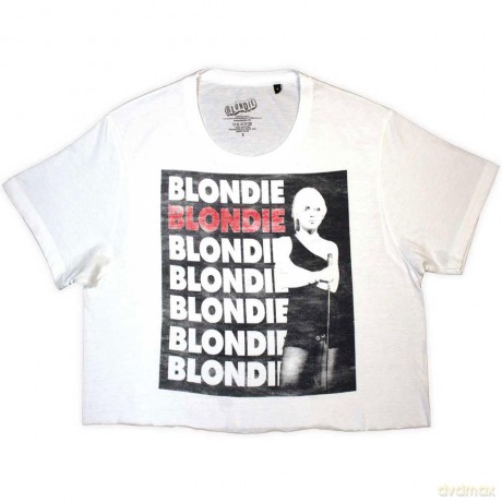 Blondie: Ladies Crop Top: Stacked Logo (White) (Small)