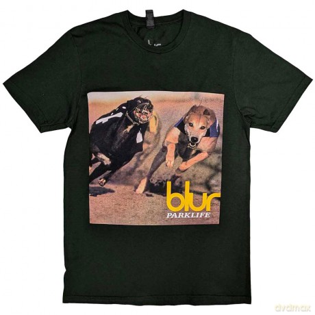 Blur: Unisex T-Shirt: Parklife Album (Green) (Back Print) (Large)