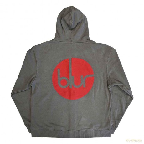 Blur: Unisex Zipped Hoodie: Circle Logo (Grey) (Back Print) (X-Large)