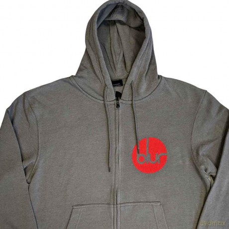 Blur: Unisex Zipped Hoodie: Circle Logo (Grey) (Back Print) (X-Large)