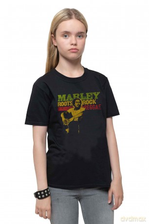 Bob Marley: Kids T-Shirt: Roots, Rock, Reggae (Black) (11-12 Years)