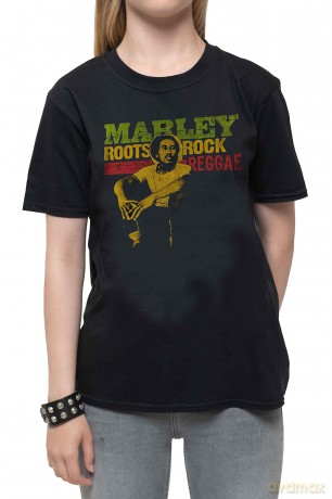 Bob Marley: Kids T-Shirt: Roots, Rock, Reggae (Black) (11-12 Years)