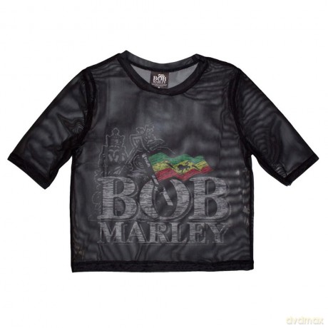 Bob Marley: Ladies Crop Top: Logo (Black) (Mesh) (X-Large)