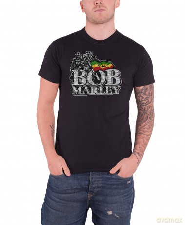 Bob Marley: Men's Tee: Distressed Logo (Large)